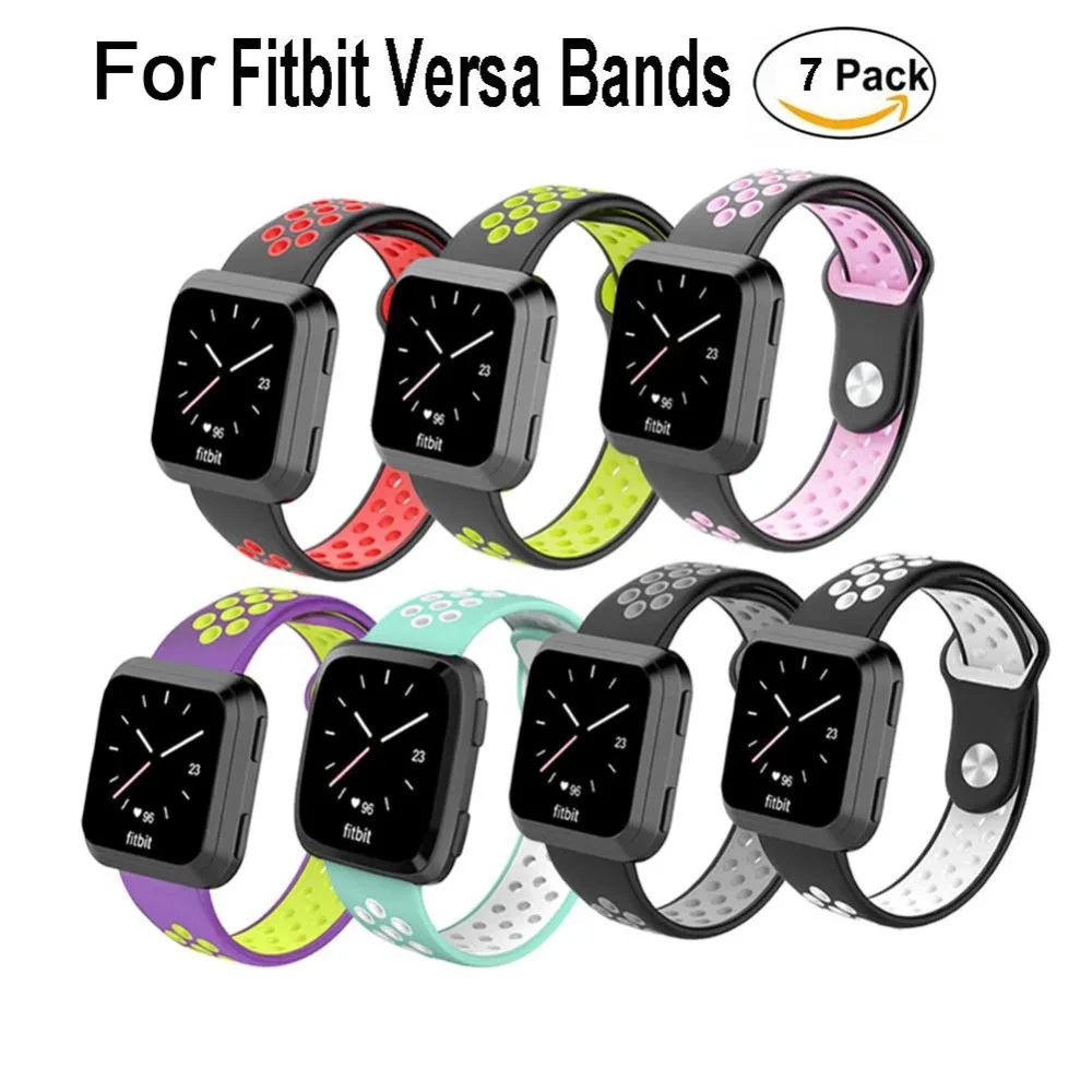 Дышащий двухцветный ремешок для часов Fitbit Versa Smart Watch силиконовый регулируемый