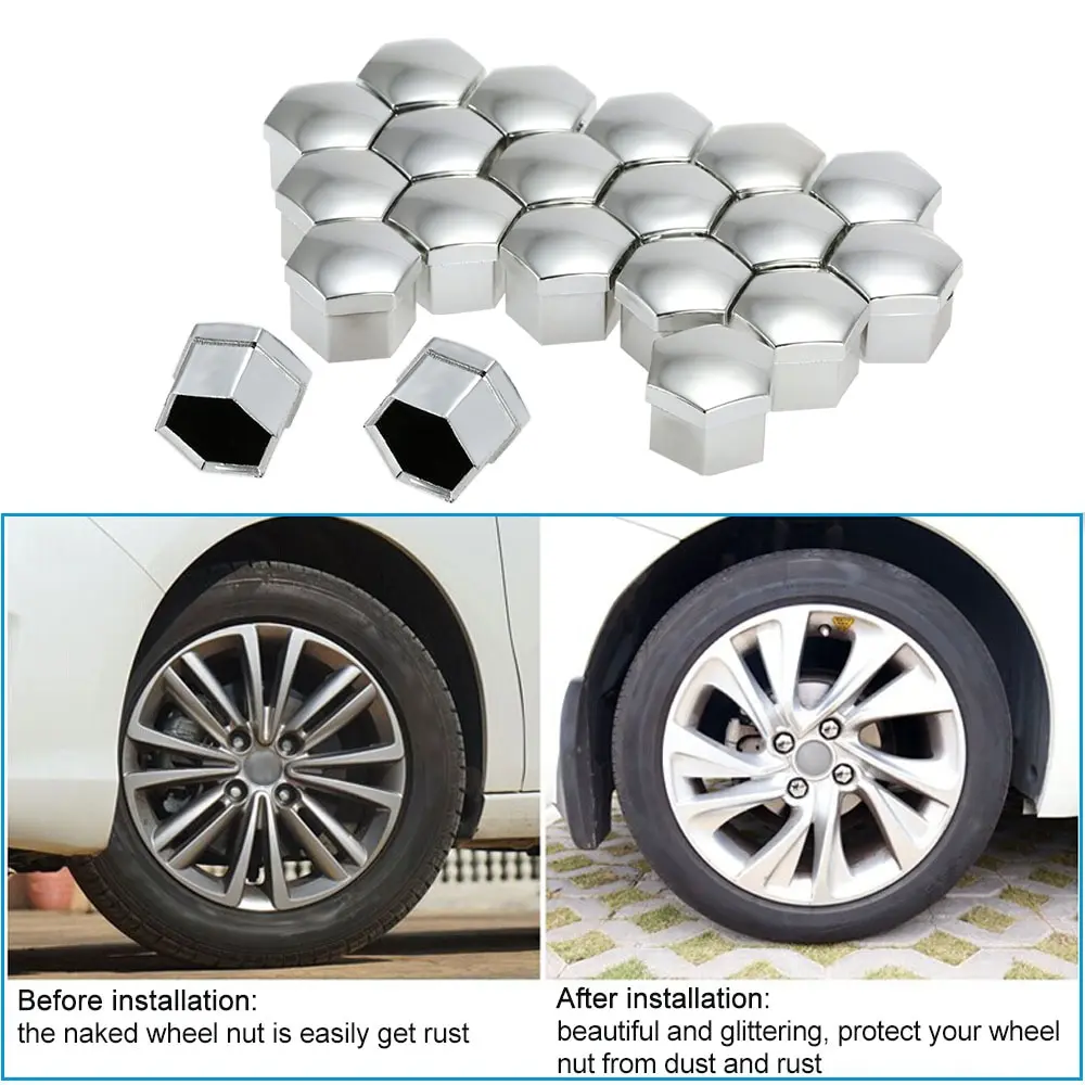 

KKmoon Car Style Universal 17mm Car Wheel Chrome Plastic Nut Cover Bolt Cap for Cars