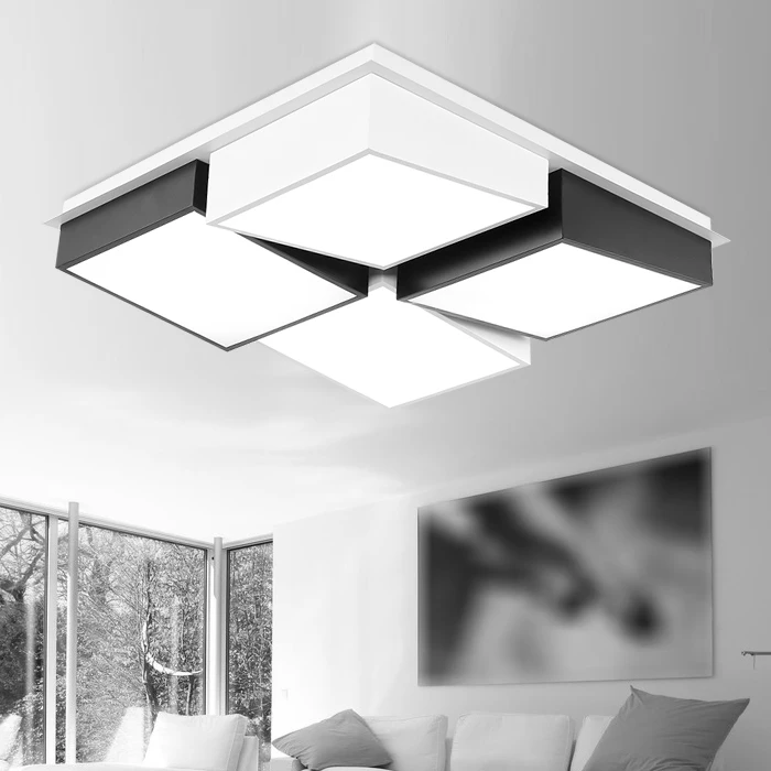 Modern Simple Led Acrylic ceiling lights Geometry rectangle White/Black Color for living room bedroom home Light Fixture | Лампы и