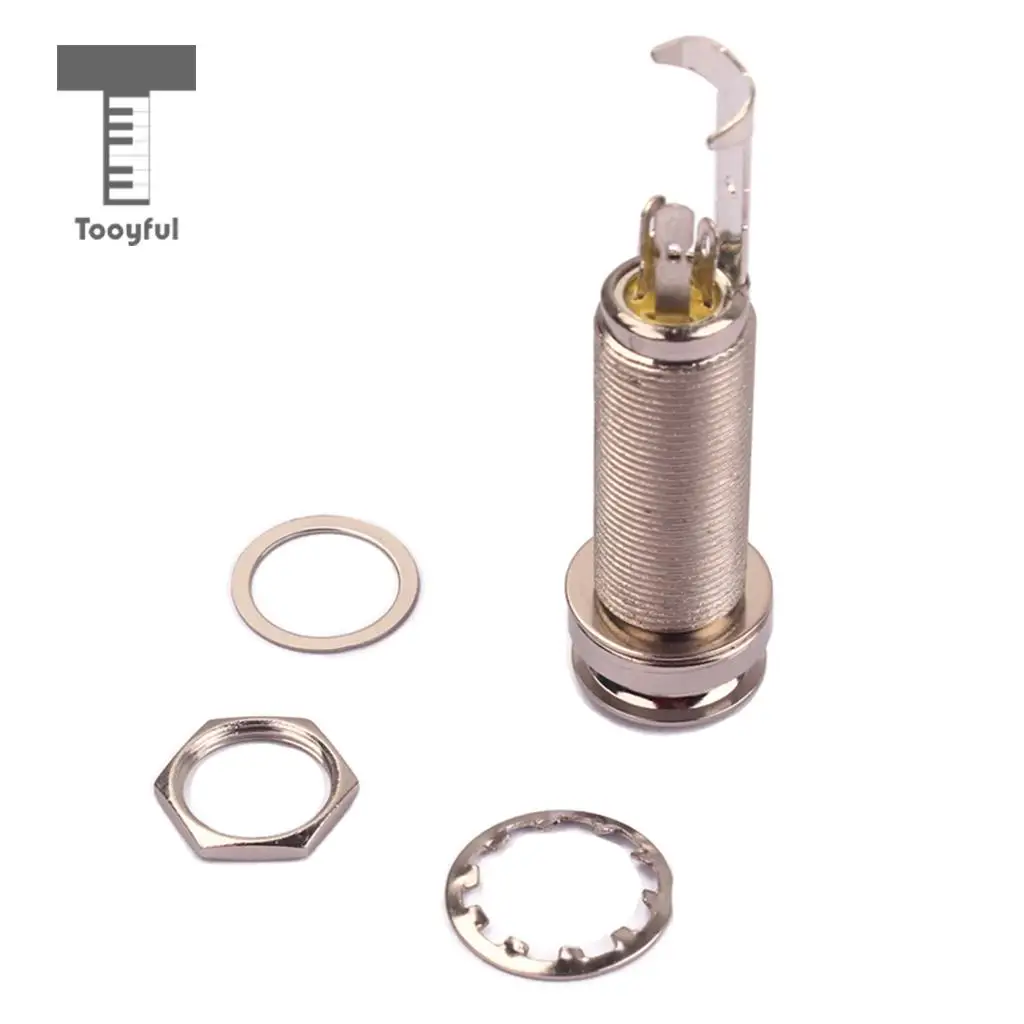 Фото Tooyful GT223 6,35 мм 1/4 ''латунный резьбовой цилиндрический концевой штырь стерео разъем выхода для электрической бас-гитара, мандолинист №3