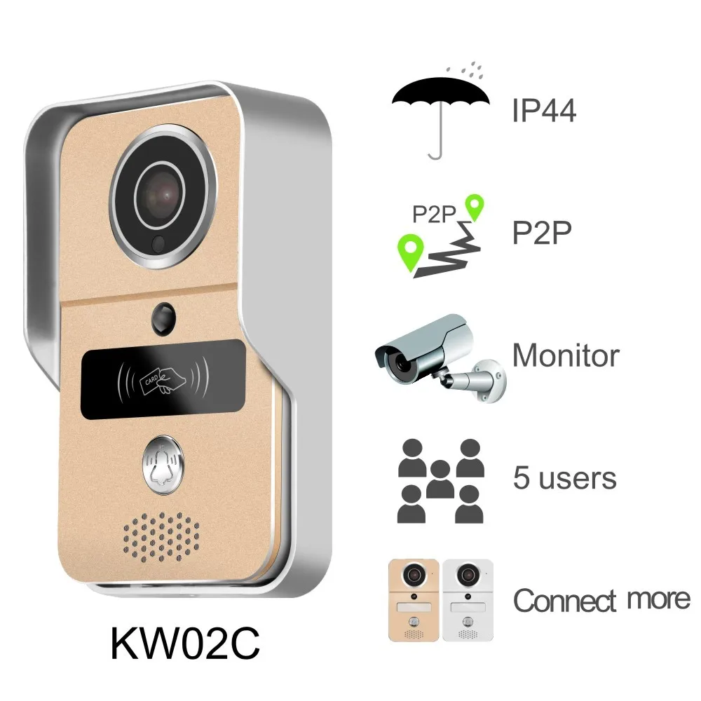 KW02C смарт беспроводной WIFI видео домофон с MicroSD полностью дуплекс Интерком