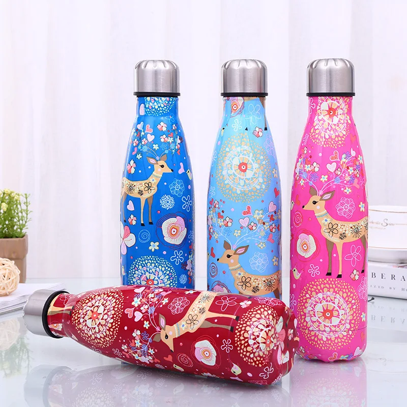 Мультяшная вакуумная чашка с оленем бутылка для воды 500 мл термос из нержавеющей