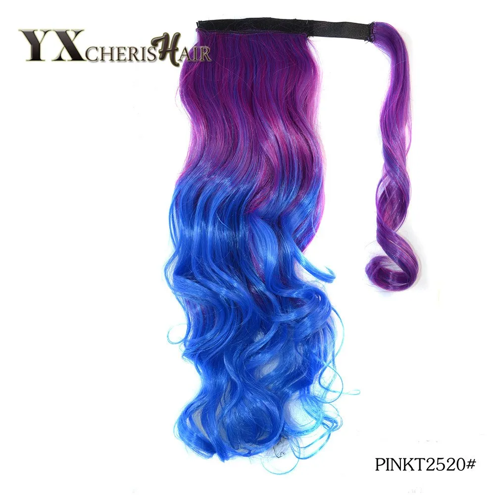 PINKT2520 YXCHERISHAIR 16 дюймов 100 г высокотемпературное волокно Омбре длинные волнистые синтетические обертывания вокруг шиньонов поддельные в наращивание волос конский хвост - Цвет: PINKT2520