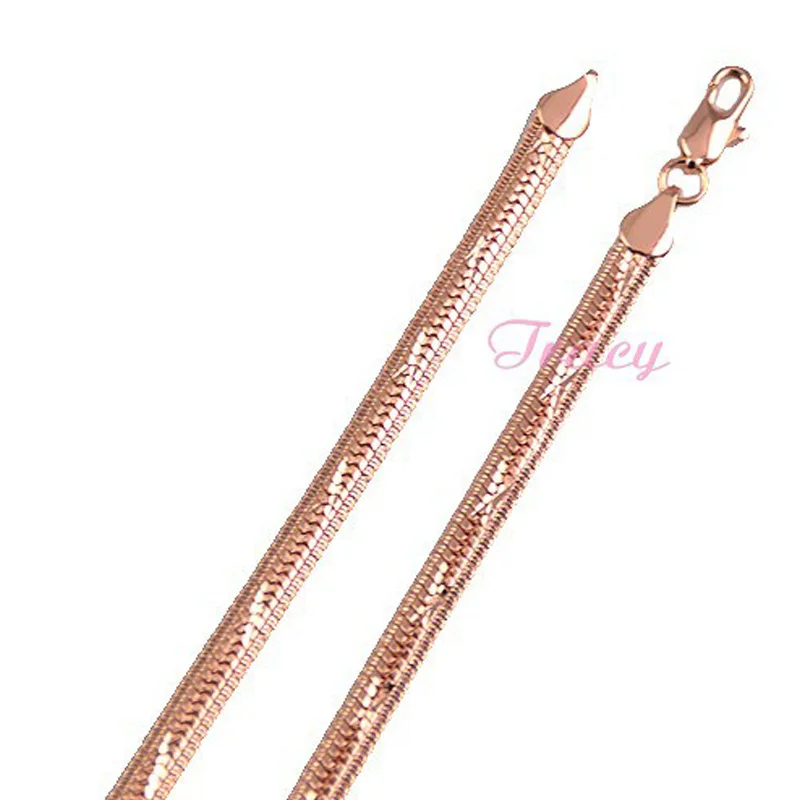 6 мм Мужские Женские Rose Gold Filled Цепочки и ожерелья 20 дюймов цепи Елочка X рисунком
