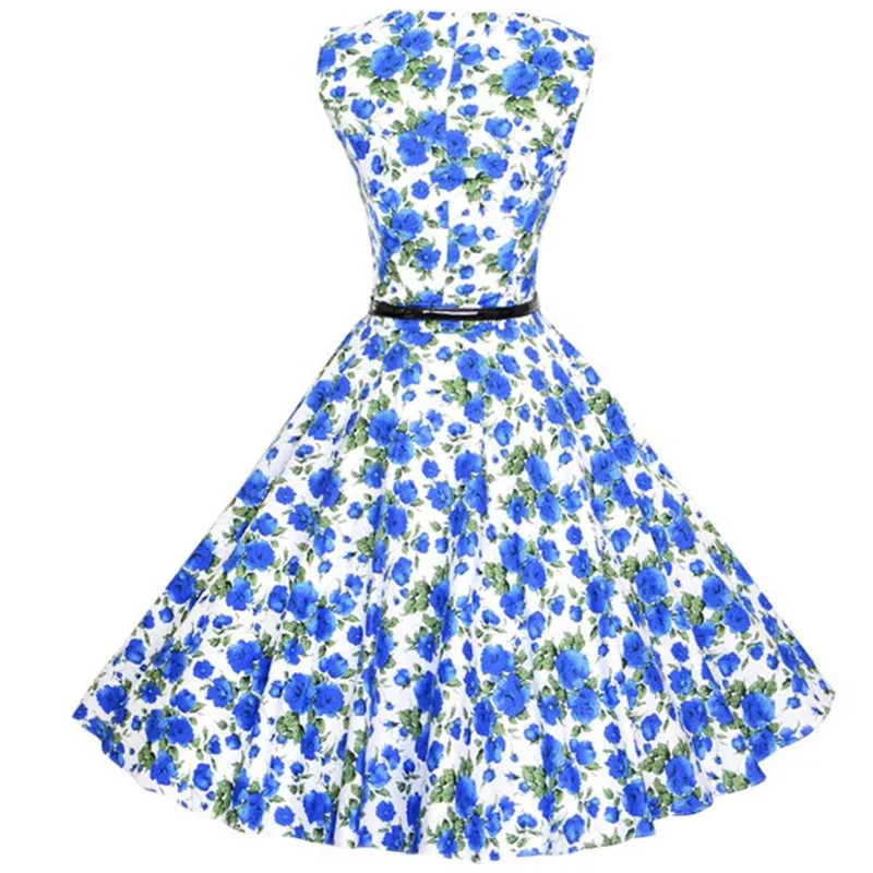 Borntogirl летние женские винтажные Высокая Талия Тонкий Belted Printed платье на бретелях
