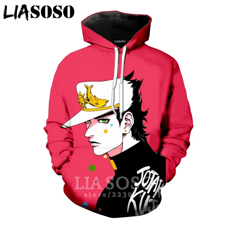 LIASOSO зима для мужчин женщин Kujo Jotaro Толстовка 3D принт аниме JoJo Необычные Приключения толстовки с длинным рукавом Топ пуловер B051-08