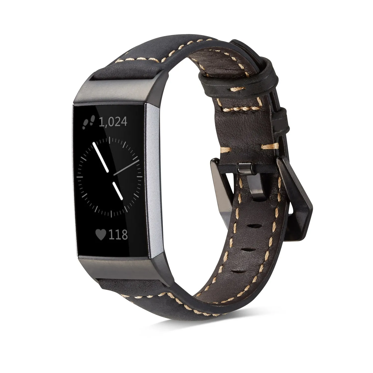Черный Ретро Стиль матовый ремешок из натуральной кожи для Fitbit Charge 3 ремешок браслет для Charge 3 SE кожаный ремешок - Цвет: Черный