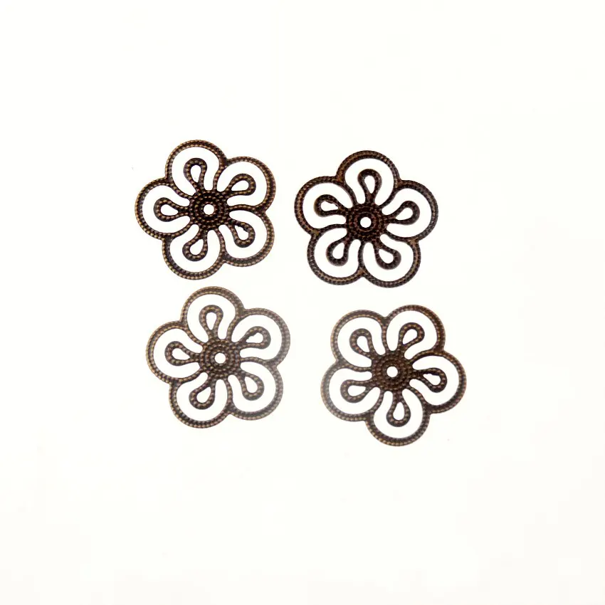 

Free shipping Retail 60Pcs Bronze Filigree Flower Wraps Connectors Metal Crafts Gift Decoration DIY Findings 24mm