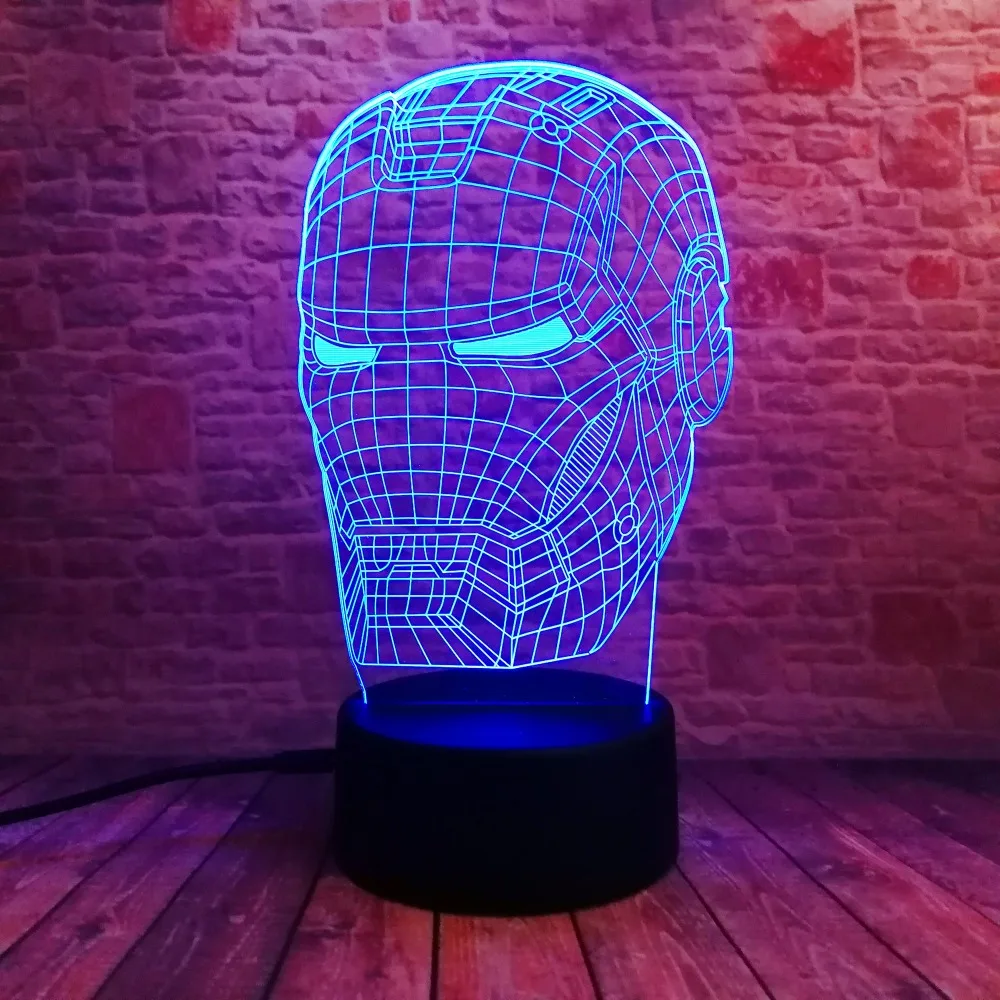 Marvel Мстители легенды 3D искусство Железный человек маска герой фигура Ночной