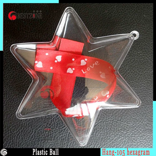 

10pcs Creative 4.13'' Hexagram Ornament Clear Plastic Christmas Balls Transparent Hexagon for Festival Decorations Free Shipping