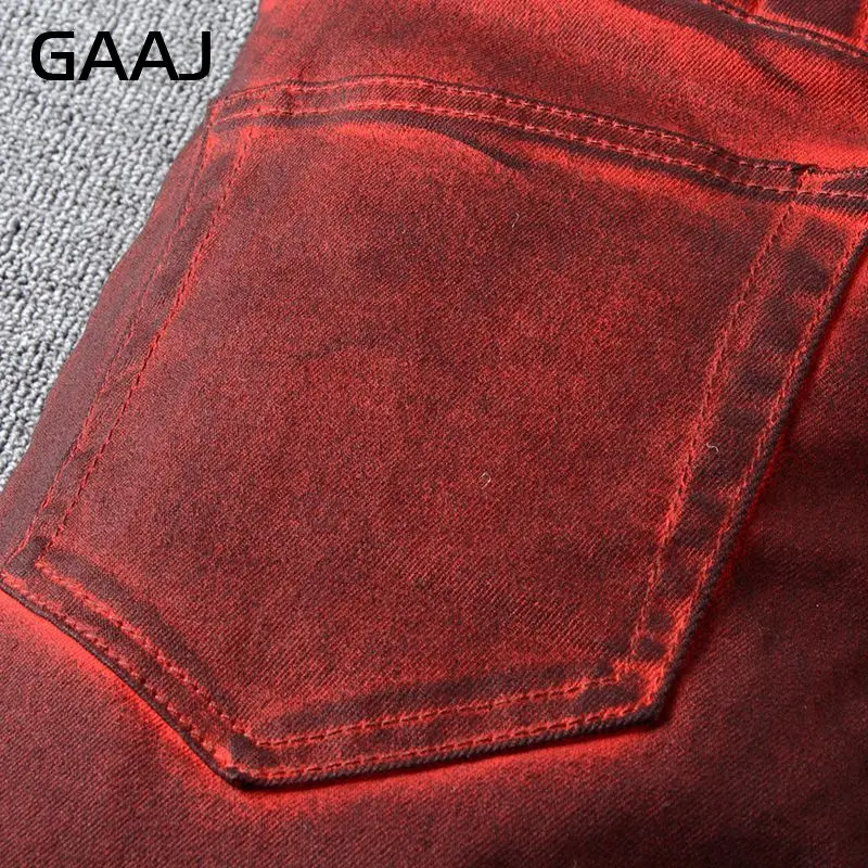 Красные сетчатые потертые джинсовые мужские шорты Карго Модные короткие джинсы