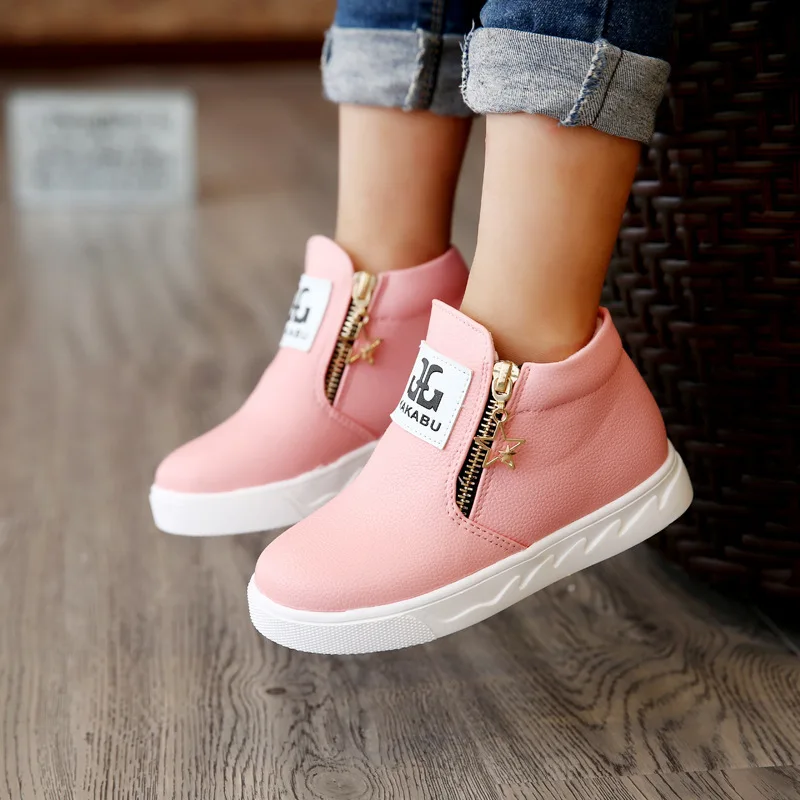 Детская обувь для мальчиков и девочек мода двойной ботинки на молнии детская