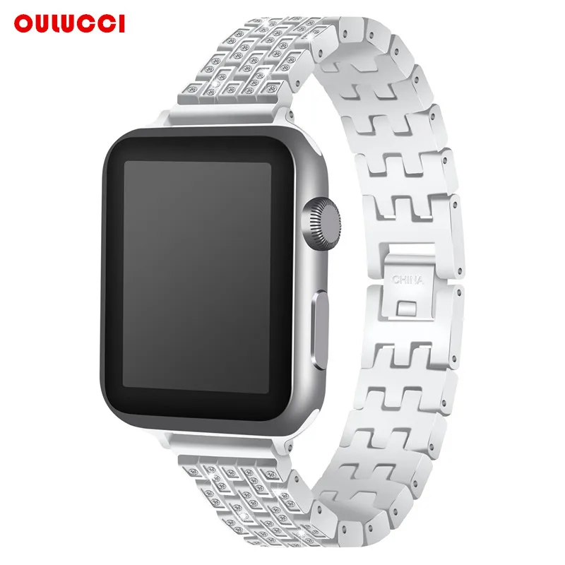 Ремешок для часов Apple Watch Band сменный Браслет из нержавеющей стали с блестящими