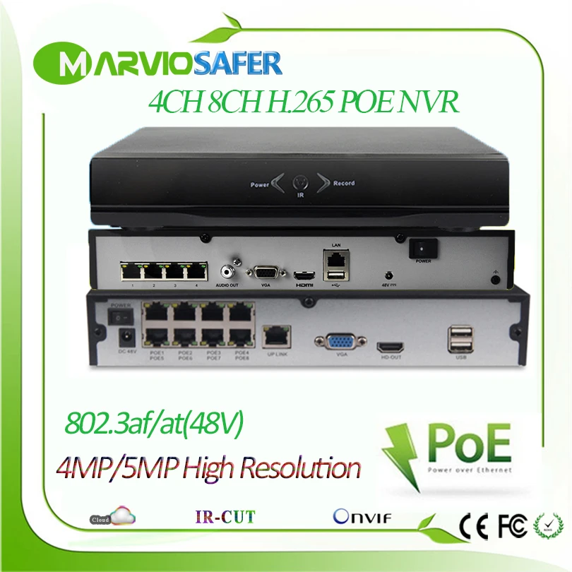 Сетевой видеорегистратор H.265/H.264 4 канала/8 каналов 5 Мп сетевой системы