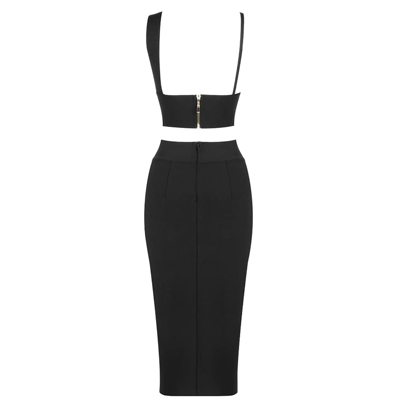 Комплект из 2 предметов черное платье вискозы с открытой вилкой вечерние Клубные