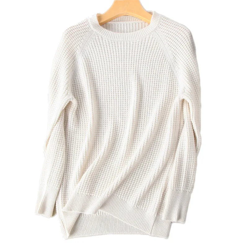 Pure Cashmere Sweater Women Autumn Winter High Quality O-Neck Moss Stitch Soft Skin Friendly Casual Loose Sweaters Pullover | Женская