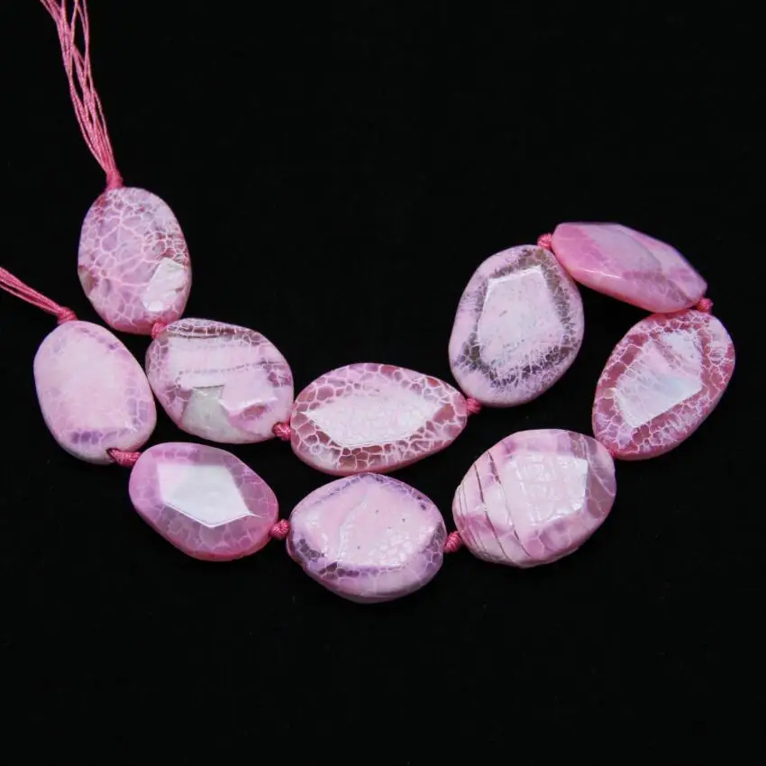 Pink Color Natural Dragon Veins Achate Beads Large Slab Oval Shape for DIY Pendant Jewelry Girlfriend Gifts 9PCS | Украшения и