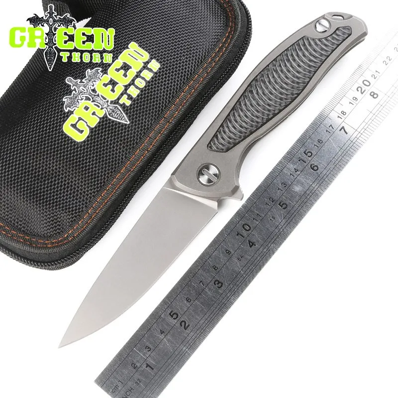 Складной нож Green thorn F95 тактический клинок с флиппером система KVT лезвие D2