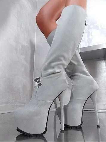 heel platform boots knee 