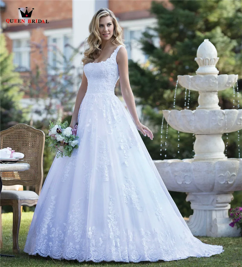 

Custom Made A-line Backless Tulle Lace Appliques Beading Elegant Simple Wedding Dresses Vestido de Noiva 2021 WH60