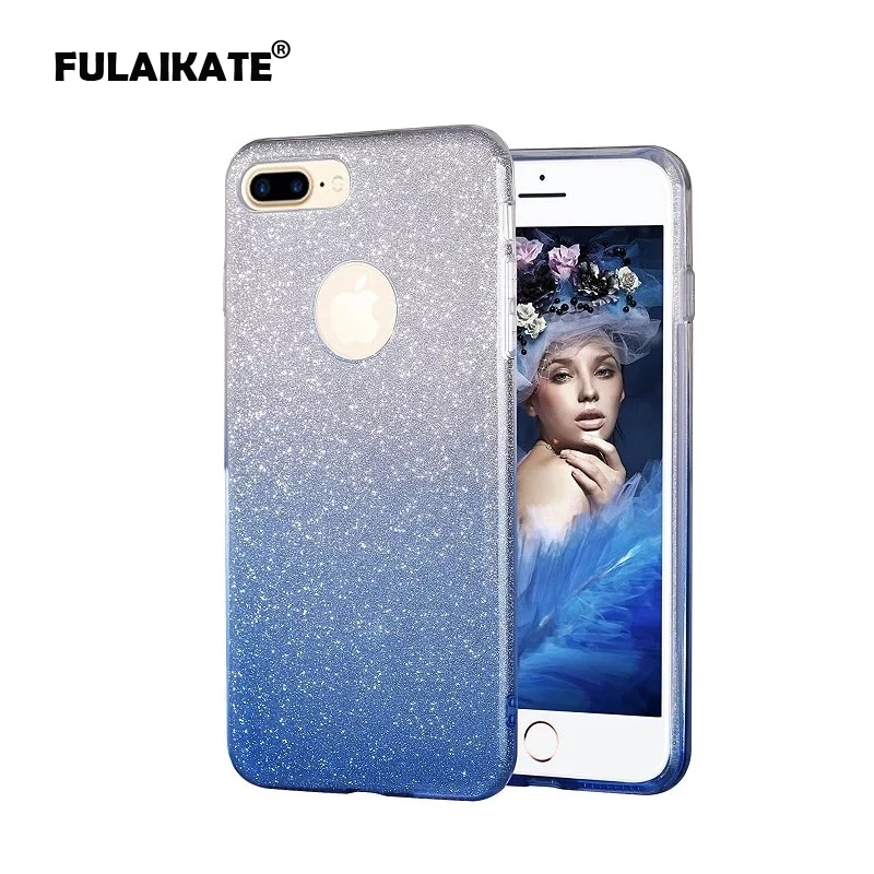 Мягкий чехол из ТПУ FULAIKATE для iPhone 7 с блестящими бриллиантами градиентный цвет