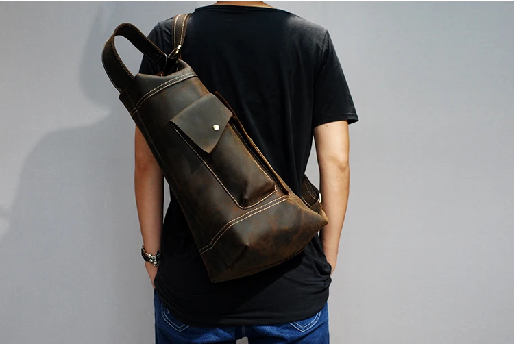 Винтажная сумка Crazy Horse из натуральной кожи, мужская сумка bolsas Sling, нагрудная сумка для мужчин, сумка через плечо, повседневная сумка через плечо
