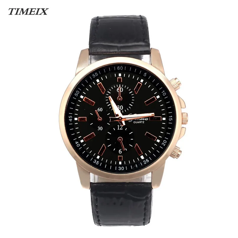 Абсолютно новая мода Geneva мужские наручные часы кожаные Аналоговые кварцевые с