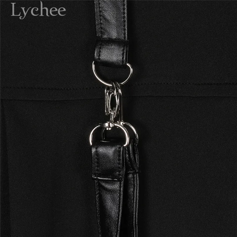 

Lychee Gothic Zippers Belt Pleated Summer Women Skirt High Waist Solid Color Skirts Casual A Line Skirt Female