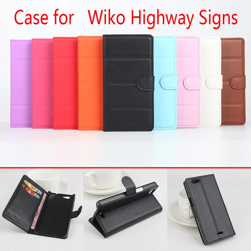 Для дорожные знаки Wiko чехол для телефона Фолио Флип чистый цвет Личи шаблон PU