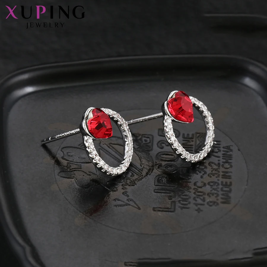 Xuping Новые Симпатичные серьги гвоздики в форме сердца кристаллы от Swarovski