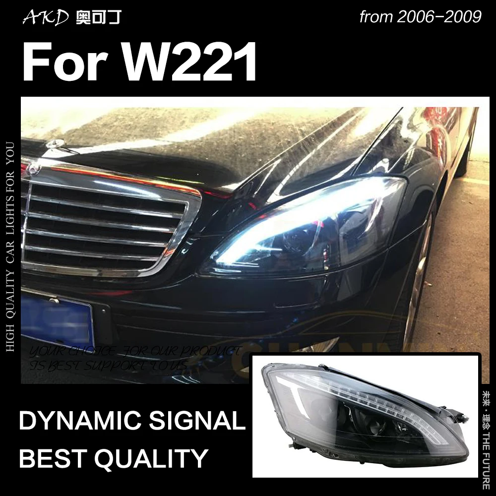 AKD Автомобиль Стайлинг фара для W221 фары 2006-2009 S300 S400 светодиодные дневные ходовые огни на передних фарах сигнальная лампа Hid биксенон авто аксессуары