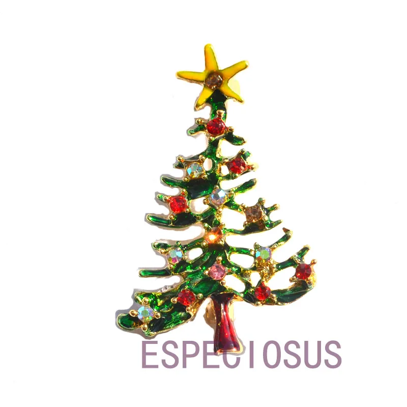 Christmas Tree E Элегантная булавка Золотой Рождественский елочный женский подарок Рождественская одежда нагрудная булавка аксессуары ювелирные изделия окрашенные Брошь Стразы - Окраска металла: Christmas Tree E