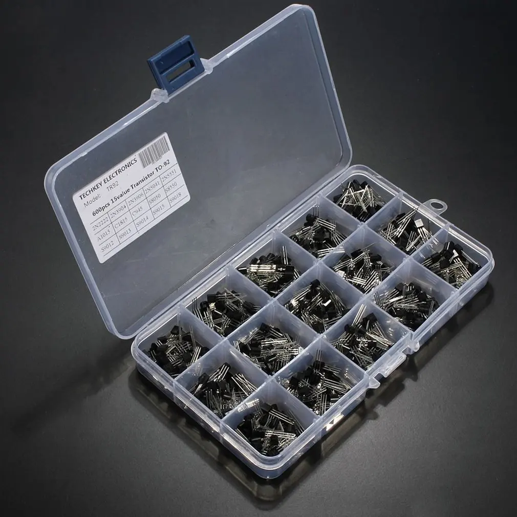 600Pcs TO-92 Transistor Assortment Box Kit 15 Value x 40 Pcs Transistors 2N2222 2N3904 2N3906 C945 S8050 S8550 S9014 S9013 | Инструменты