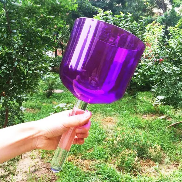 CVNC 6" Cosmic Light Hollow Handle Clear Note C Chakra Root Color Crystal Singing Bowl