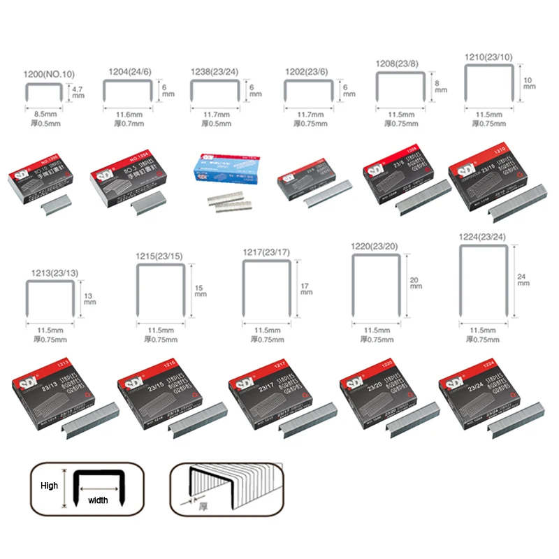 Taiwan SDI 23/15 Heavy Duty Staple Staples in Big Stapler Silver Metal 1000Pcs/Box 1215 | Канцтовары для офиса и дома