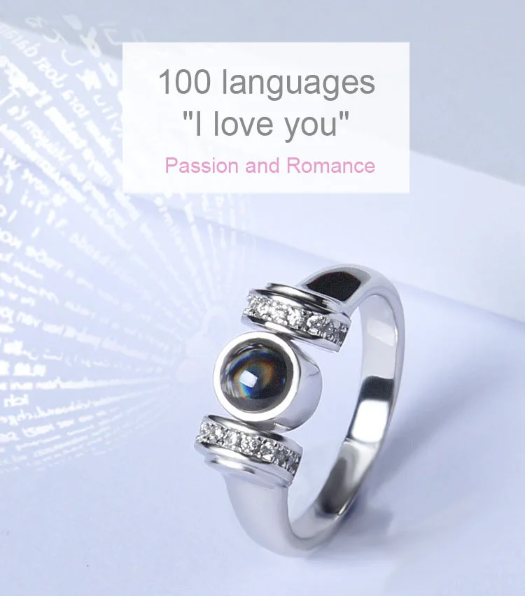 Дизайн, 100 языков, "I Love You", память, пара колец, розовое золото, обручальное кольцо, 925 пробы, серебро, Женские Ювелирные изделия