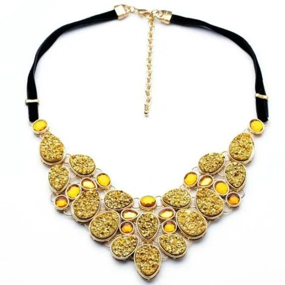 Модное металлическое массивное ожерелье из камня для женщин ювелирное изделие