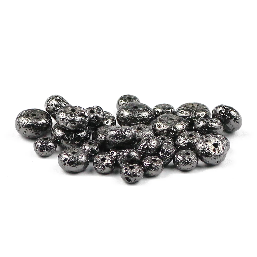 

BTFBES 6 to 10mm Gun black Lava Spacer beads Flat Round Natural Stone Volcanic Rock Loose Beads for DIY Jewelry Bracelet making