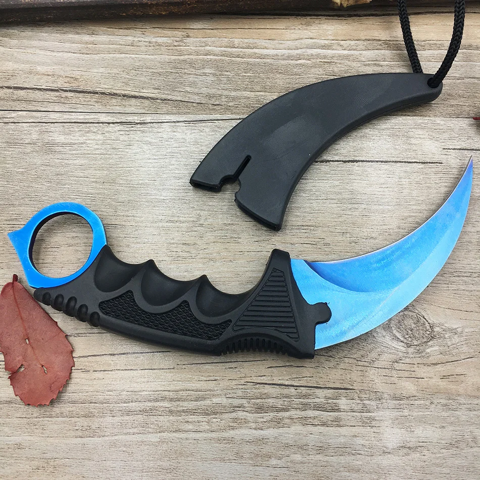 CS GO коготь счетчика удара Karambit нож шеи нож с оболочкой зуб тигра настоящая игра нож Радуга Кемпинг Фиксированное Лезвие Нож