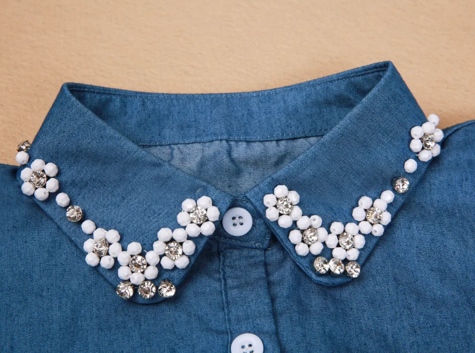 Кружевная блузка с воротником-стойкой воротник вышивкой из кристаллов и жемчуга