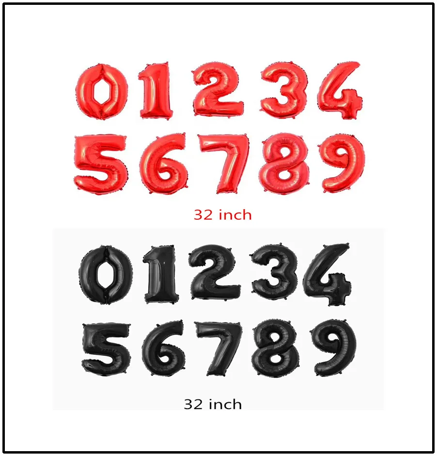 32 дюймовые новые красные черные цифры фотообои украшение вечерние свадьбы