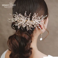stunning crystal beads wedding hair comb gold bridal headpiece handmade women hair accessories jewelry head wear hair combs
