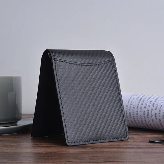 Black JINBAOLAI тонкий кошелек с зажимом для денег для мужчин RFID Блокировка мини Двойные для мужчин ID Кредитная карта из натуральной кожи зажим для денег - Цвет: Black