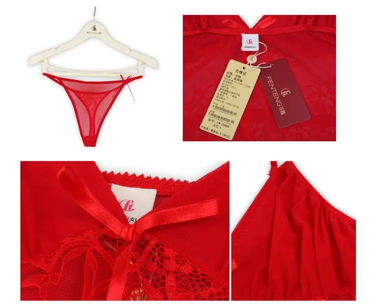 Сексуальная женская красная кружевная ночная рубашка нижнее белье платье Ночная