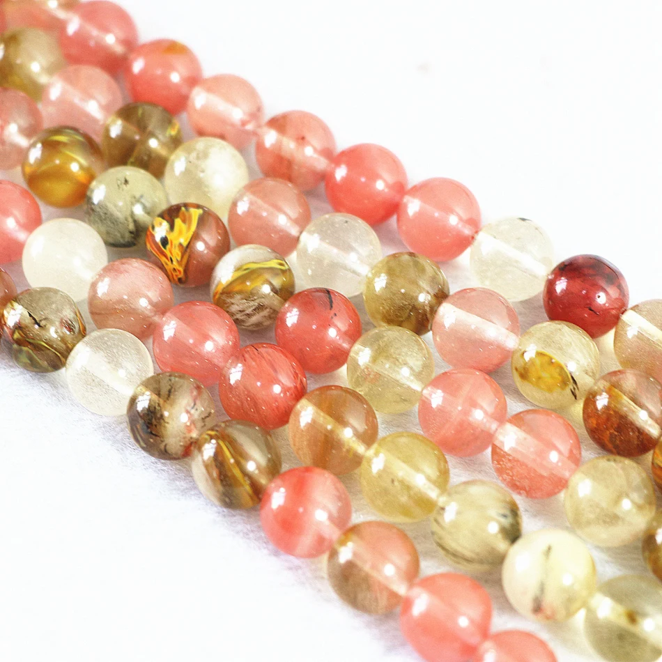 Круглые бусины jasper4 6 8 -14 мм многоцветные с кристаллами в форме арбуза и турмалина