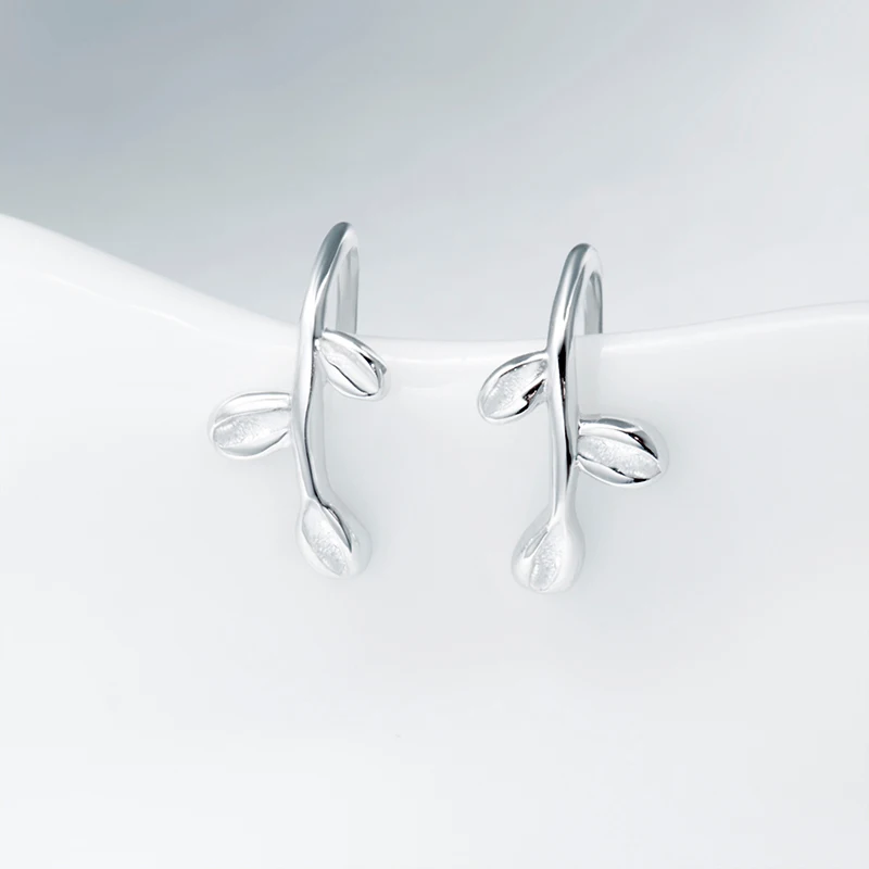 

Серьги-каффы из серебра 925 пробы с листьями, крючок листок пробы