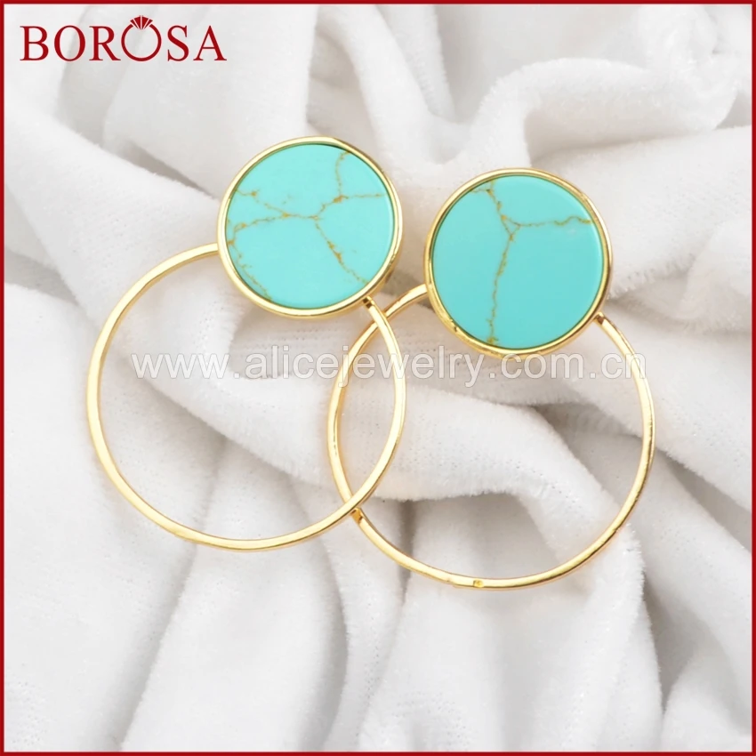 

BOROSA New Stylish Handcrafted Stud Earrings, Fashion Round Dual Purpose Druzy Stud Earrings Mix Color for Women WX225