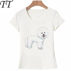 Новинка 2021, яркая супермилая футболка с рисунком собаки Bichon Frise, женские повседневные топы, Необычная футболка, милые рубашки для девушек