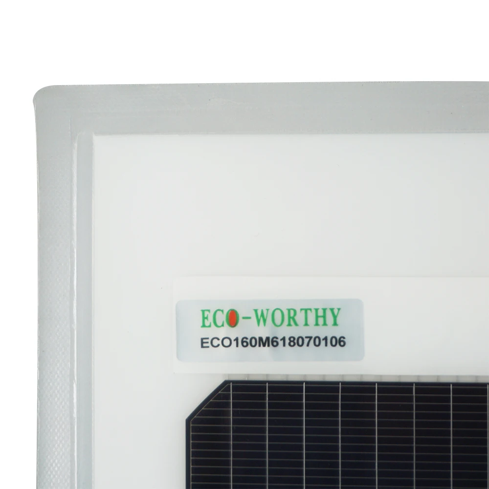 ECO WORTHY 160W 18V Гибкая монокристаллическая солнечная панель для 12V батареи RV лодки