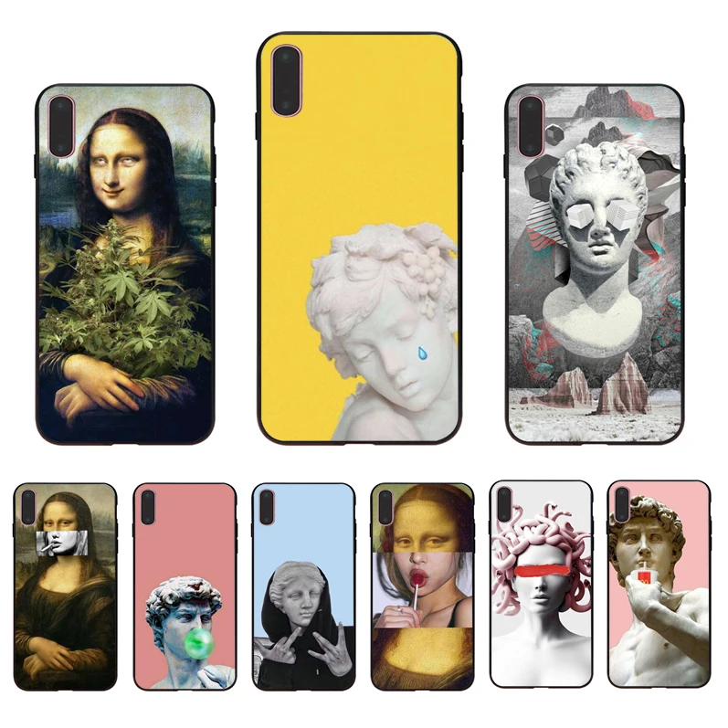 

Alternative statue art Pattern Soft silicone Half-wrapped Transparent Phone Cell Case for iPhone7 8 6 6Splus X Xs Xr XsMax Cover